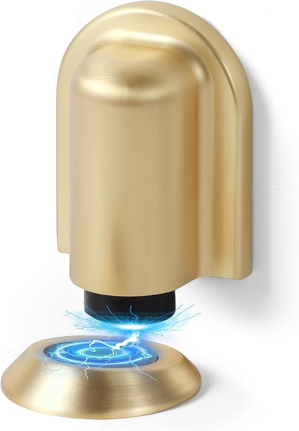 1 Pack Gold Door Stopper Magnetic Door Cathc Brushed Gold Floor Mounted Door by SORWDUERM