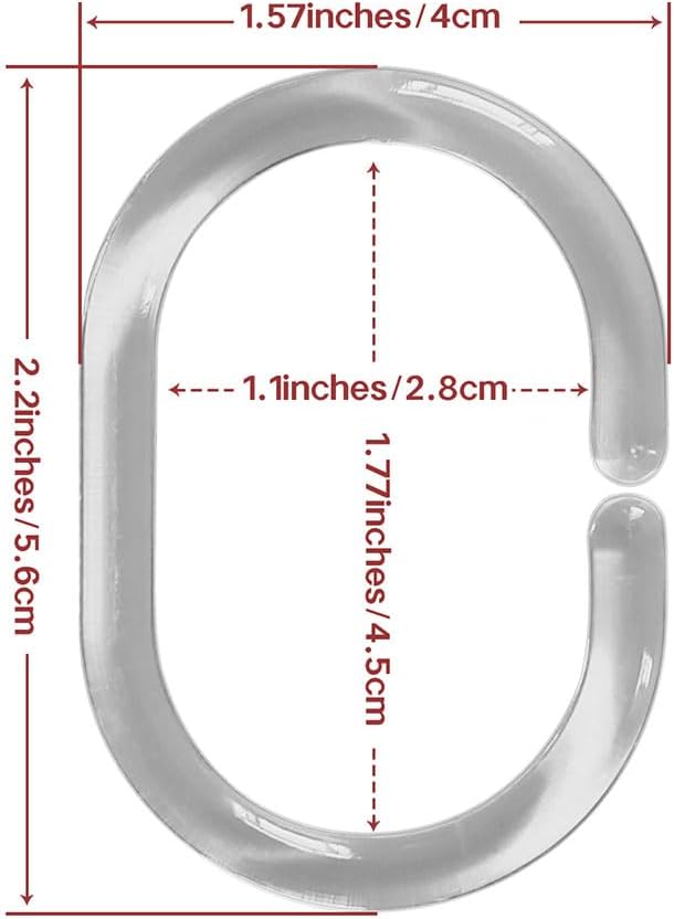 24 Pcs Clear Plastic Shower Curtain Hooks - Image 2