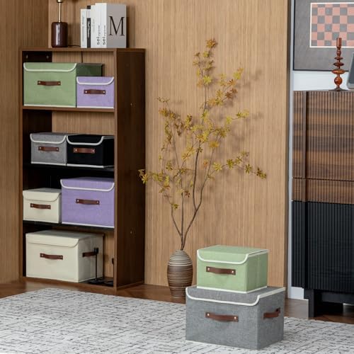 Storage Bins Box with Lids Decorative Cotton Linen Fabric Baskets - Image 7