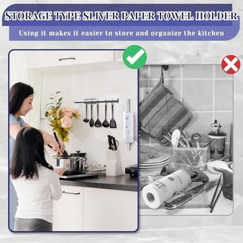 Sliver Paper Towel Holder, Self Adhesive Paper Towel Holder Under Cabinet - Image 6