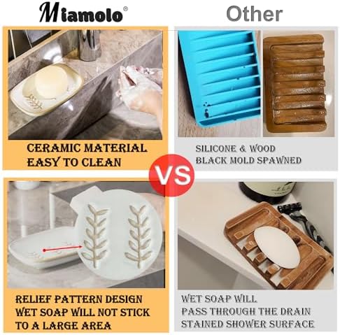 Miamolo Ceramic Soap Dish Soap Holder, Soap Lift - Image 4