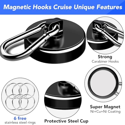 LOVIMAG Magnetic Hooks 150 LBS Strong Magnets Cruise 6Pack Magnet - Image 4
