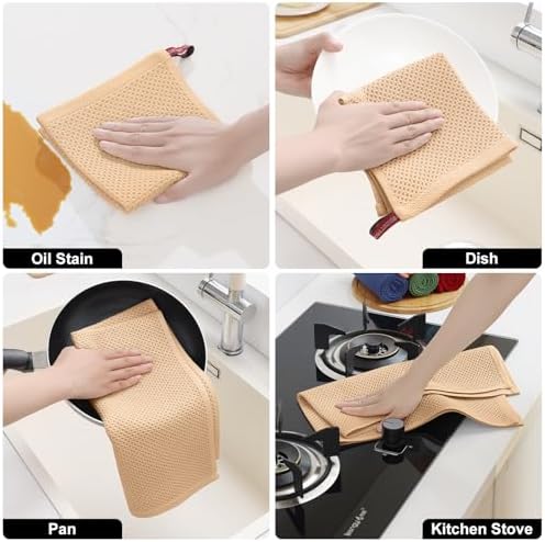 Homaxy 12 Pack 100% Cotton Kitchen Towels and Dishcloths Set - Image 5