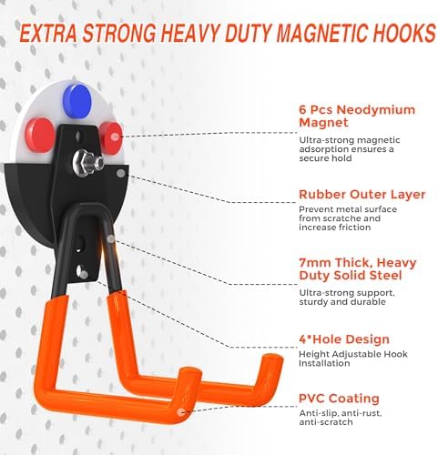 4Pcs Magnetic Hooks Heavy Duty, Large Strong Magnetic Storage Hook - Image 2
