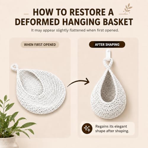 Hanging Fruit Baskets for Kitchen, 3 Pack Handwoven Wall Baskets - Image 4