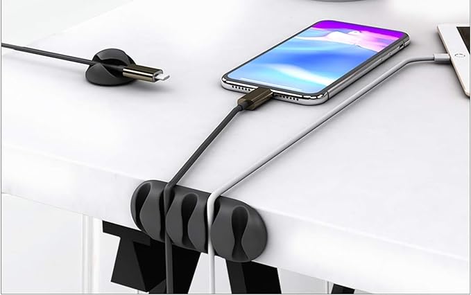 Desk Cable Management Cord Organizer, 16 Pack White Self Adhesive Cord Holder - Image 3