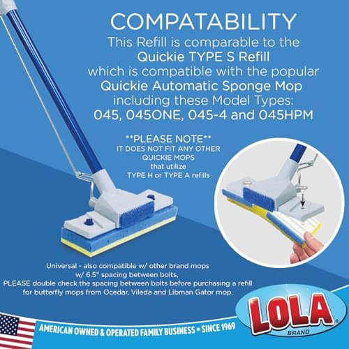 LOLA Cellulose SqueezeMatic Butterfly Sponge Mop Refill, 12 Pack, Floor Cleaning - Image 4