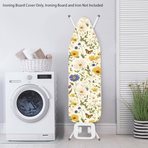Wildflower Ironing Board Cover, Non-Slip Stretchy Vintage Daisy Butterfly - Image 4