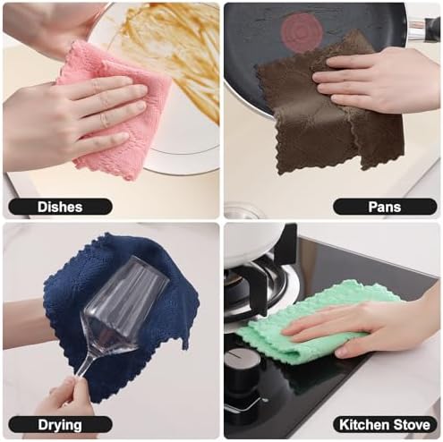 Homaxy Super Soft Absorbent 12 Pack Coral Velvet Dish Cloths - Image 5