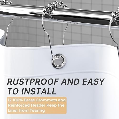 AmazerBath White Shower Curtain Liner Plastic, PEVA Shower Curtain Heavy Duty - Image 5