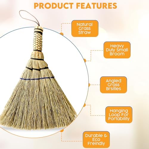 Handmade Whisk Broom, 9-Inch Small Hand Broom, Kong Grass - Image 7