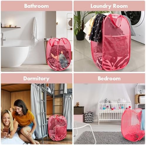 Pop Up Laundry Hamper, 70 L Collapsible Mesh Basket - Image 6