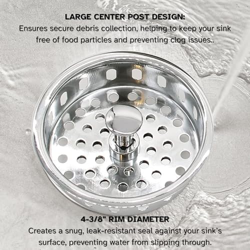 Westbrass A214-05 3-1/2" Post Style Large Kitchen Sink Basket Strainer - Image 5