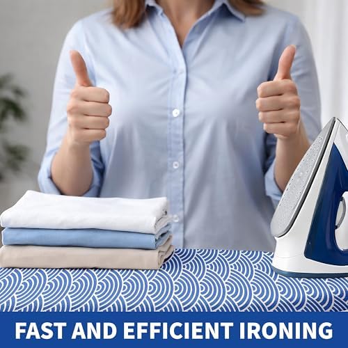 Ironing Board Cover and Pad, Thick Scorch Resistant Padding Blue Waves Print - Image 6