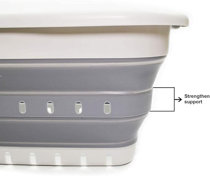 SAMMART 41L Set of 2 Collapsible 3 Handled Plastic Laundry Basket-Foldable Pop - Image 5