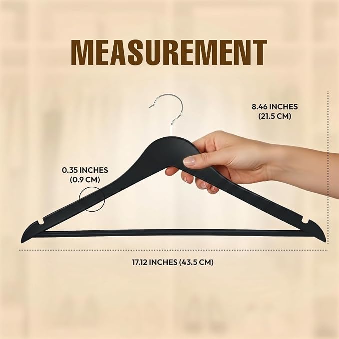 Utopia Home Wooden Hangers 90 Pack – Slim Suit Hangers Black | 360° rotatable - Image 2