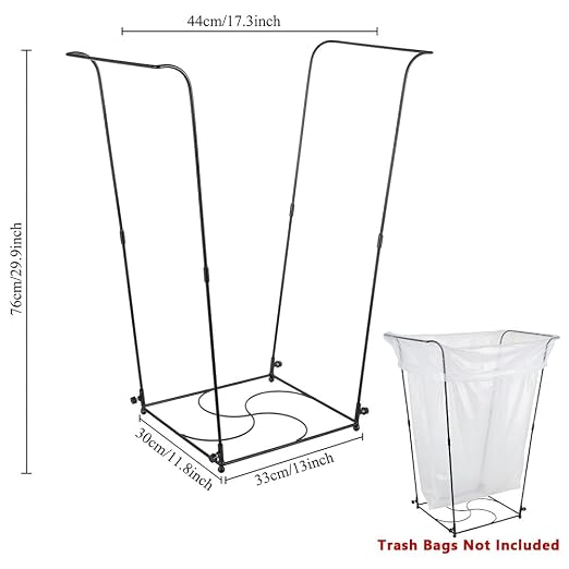 Trash Bag Holder, Garbage Bag Holder, Metal Leaf Bag Holder Stand | Portable - Image 3