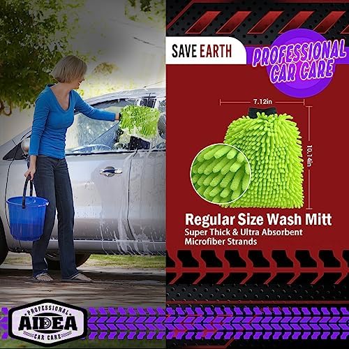 AIDEA Car Wash Mitt Microfiber-2PK, Car Wash Brush, 7.12''X10.14'' - Image 2
