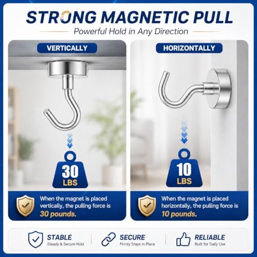 Grtard 500 Pcs Silver Magnetic Hooks Heavy Duty, 30LBS Strong Magnet Hooks - Image 5