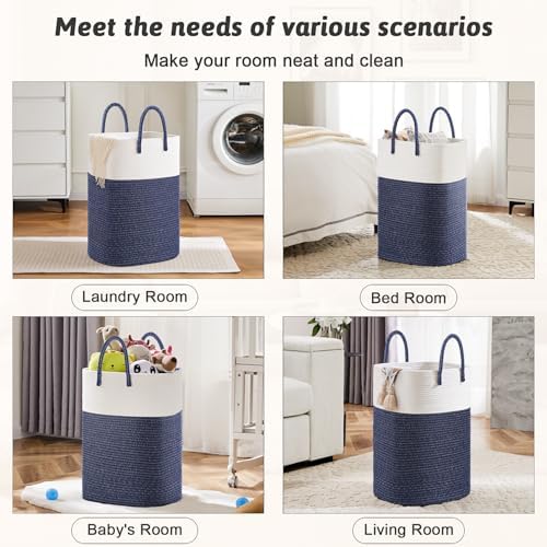 Artfeel Laundry Basket, Woven Cotton Rope Laundry Hamper, 60L Versatile Storage - Image 5