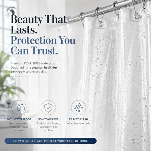 EHZNZIE Crystal Clear Shower Curtain Liner 60x72, PEVA Waterproof Bath Curtain - Image 4