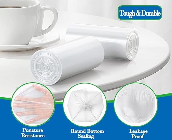 Hommaly 1.5 Gallon 200 pcs Small Clear Trash Bags, Strong 1.3 Gallon 1.6 gallon - Image 4