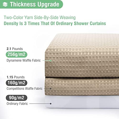 Dynamene Stall Waffle Shower Curtain 256 GSM Heavy Fabric 60x84 Beige/Khaki - Image 2