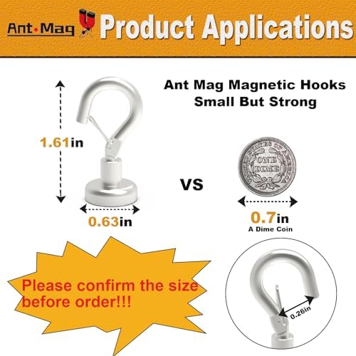 Ant Mag Magnetic Hooks Heavy Duty 22LBS Strong Magnet Snap Hooks 10 Pack - Image 2
