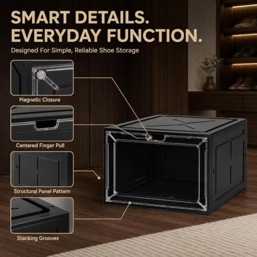 6 Pack Stackable Clear Shoe Boxes - Image 6
