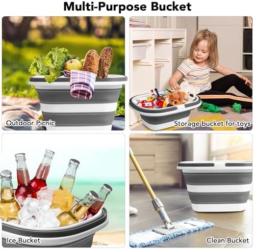 Large Collapsible Mop Bucket, 16L Plastic Bucket - Image 6