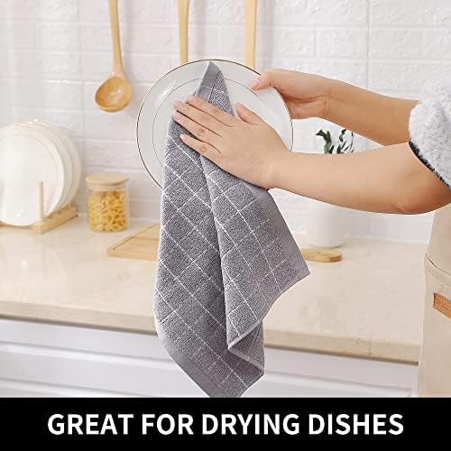 Homaxy 100% Cotton Terry Kitchen Dish Cloths, 4 Pack, Light Grey - Image 4