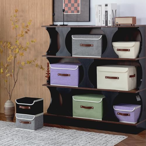 Storage Bins Box with Lids Decorative Cotton Linen Fabric Baskets - Image 6