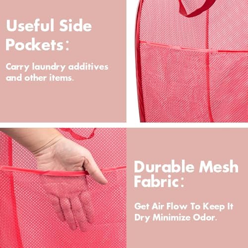 Pop Up Laundry Hamper, 70 L Collapsible Mesh Basket - Image 4