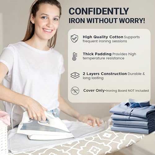 UniSimp Ironing Board Cover and Pad 15"x54" Extra Thick Natural Cotton - Image 6
