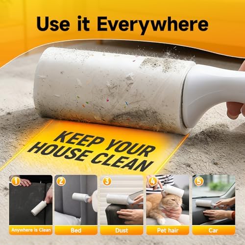 Extra Sticky Lint Roller for Pet Hair, 600 Sheets, 2 Handles - Image 6