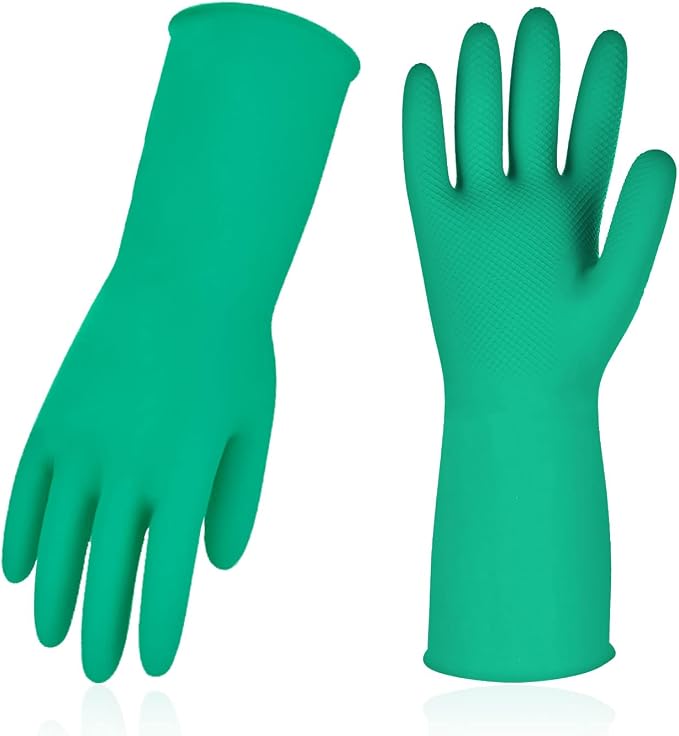 Vgo... Latex Reusable Household Gloves, Cleaning Gloves, Long Cuff | green by Vgo