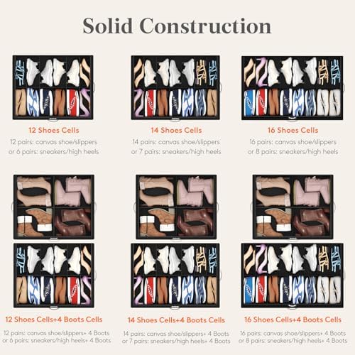 Lifewit Under Bed Shoe Storage Organizer 1 Pack, 4.3 Inches Profile Fabric - Image 2