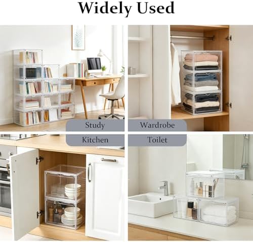 12 Pack Large Clear Shoe Storage Organizer Boxes - Image 4