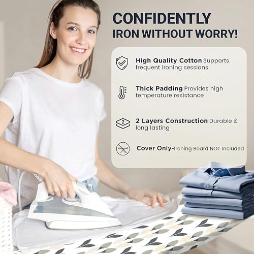 UniSimp Ironing Board Cover and Pad 15"x54" Extra Thick Natural Cotton - Image 4