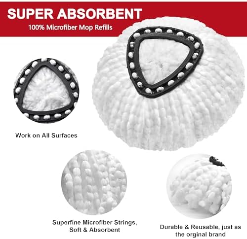2 Pack Mop Replacement Heads for O-Cedar Spin Mops, Microfiber Spin Mop Refills - Image 4