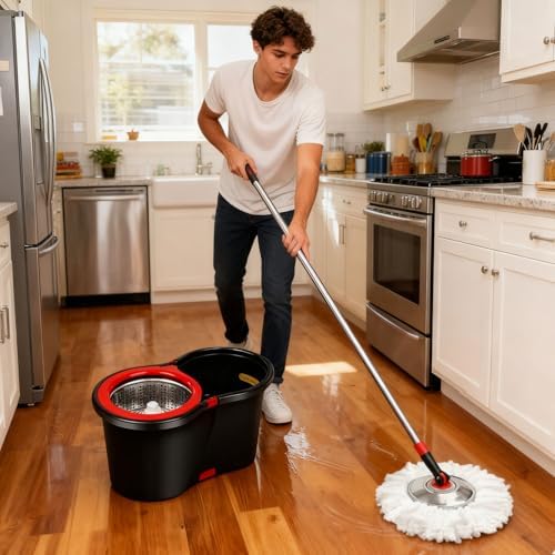 Spin Mop and Bucket with Wringer Set, 360°Rotating Head Mop Bucket System - Image 7