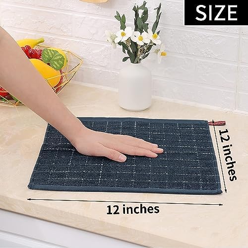 Homaxy 100% Cotton Terry Kitchen Dish Cloths, 4 Pack, Dark Grey - Image 5