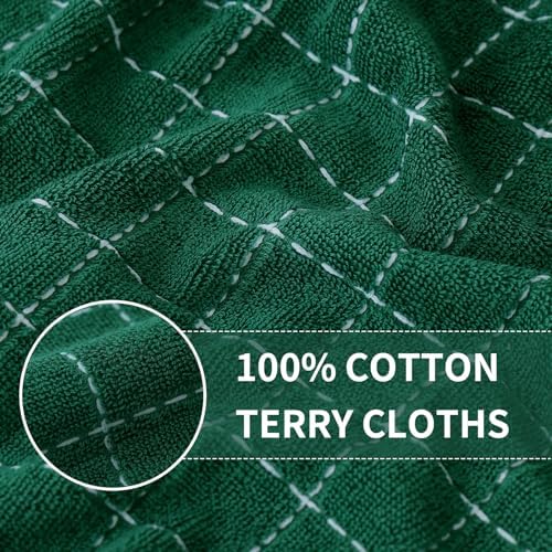 Homaxy 100% Cotton Terry Kitchen Towels, 8 Pack, Dark Green - Image 2