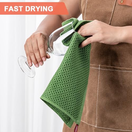 Kitchen Towels 6-Pack Kitchen Dish Cloths, 100% Cotton, 12x12 In, Grass Green - Image 4