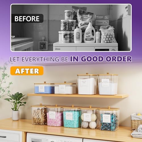 3+1 Pack Bamboo Laundry Pods Container, Large Laundry Detergent Powder Storage - Image 5
