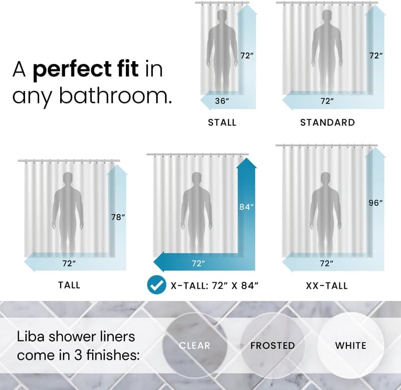 LiBa Shower Curtain PEVA 8G, 72x84 Inch Waterproof Clear - Image 2