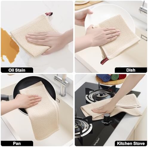 Homaxy 10 Pack 100% Cotton Kitchen Towels and Dishcloths Set - Image 5
