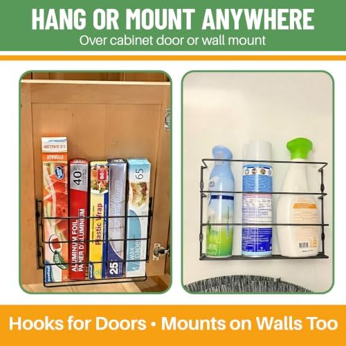 Evelots Kitchen Wrap & Food Bag Organizer Basket, Wall or Cabinet Door Mount - Image 3
