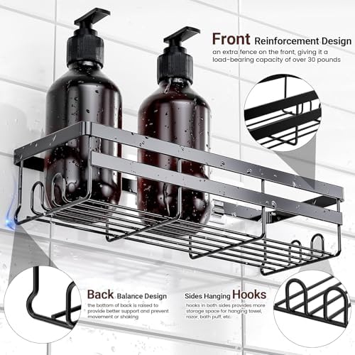 WOWBOX 4 Pack Adhesive Shower Caddies, No Drill Bathroom Shelves - Image 3