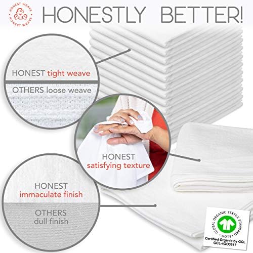 HONEST WEAVE GOTS Certified 100% Organic Flour Sack Cotton Kitchen Hand and - Image 4
